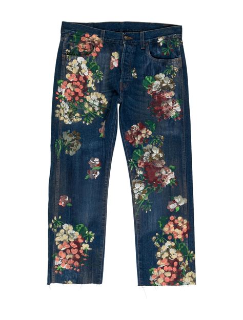 gucci floral denim